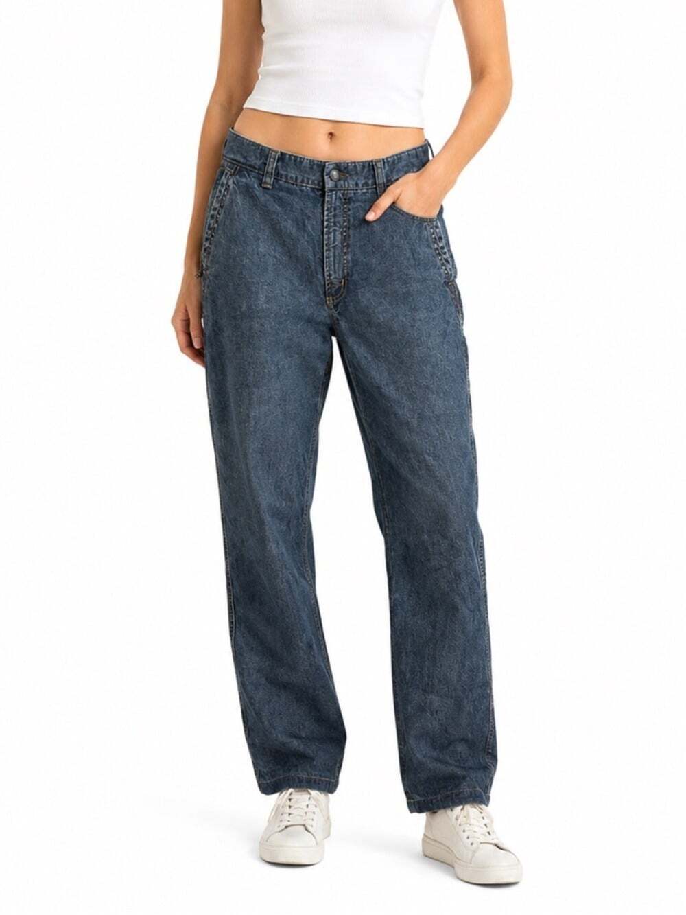 Columbia Women’s Rugged Blue Denim Straight Leg Utility Jeans Trousers Size 8